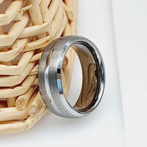 "Silver Tungsten Wedding Band for Men & Women, GALTUN074 - Picture 3 of 4